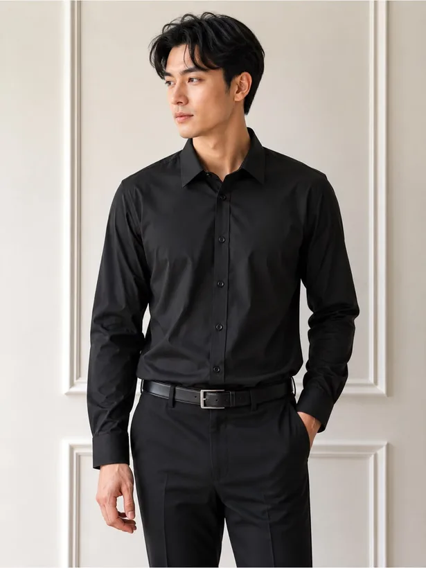 Black shirt and trousers