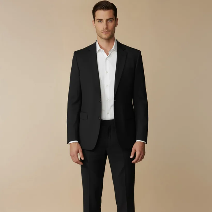 Black suit with a white shirt