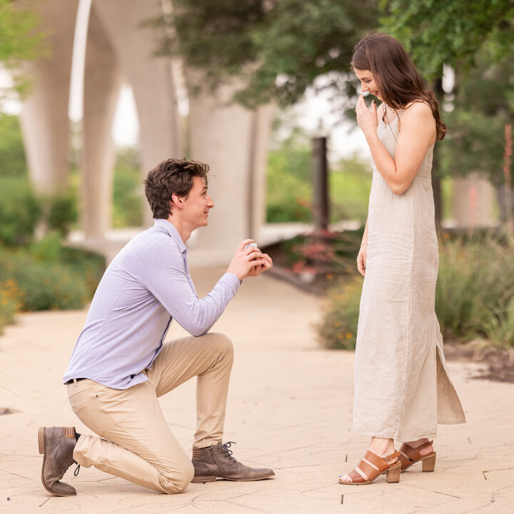 The proposal — down on one knee